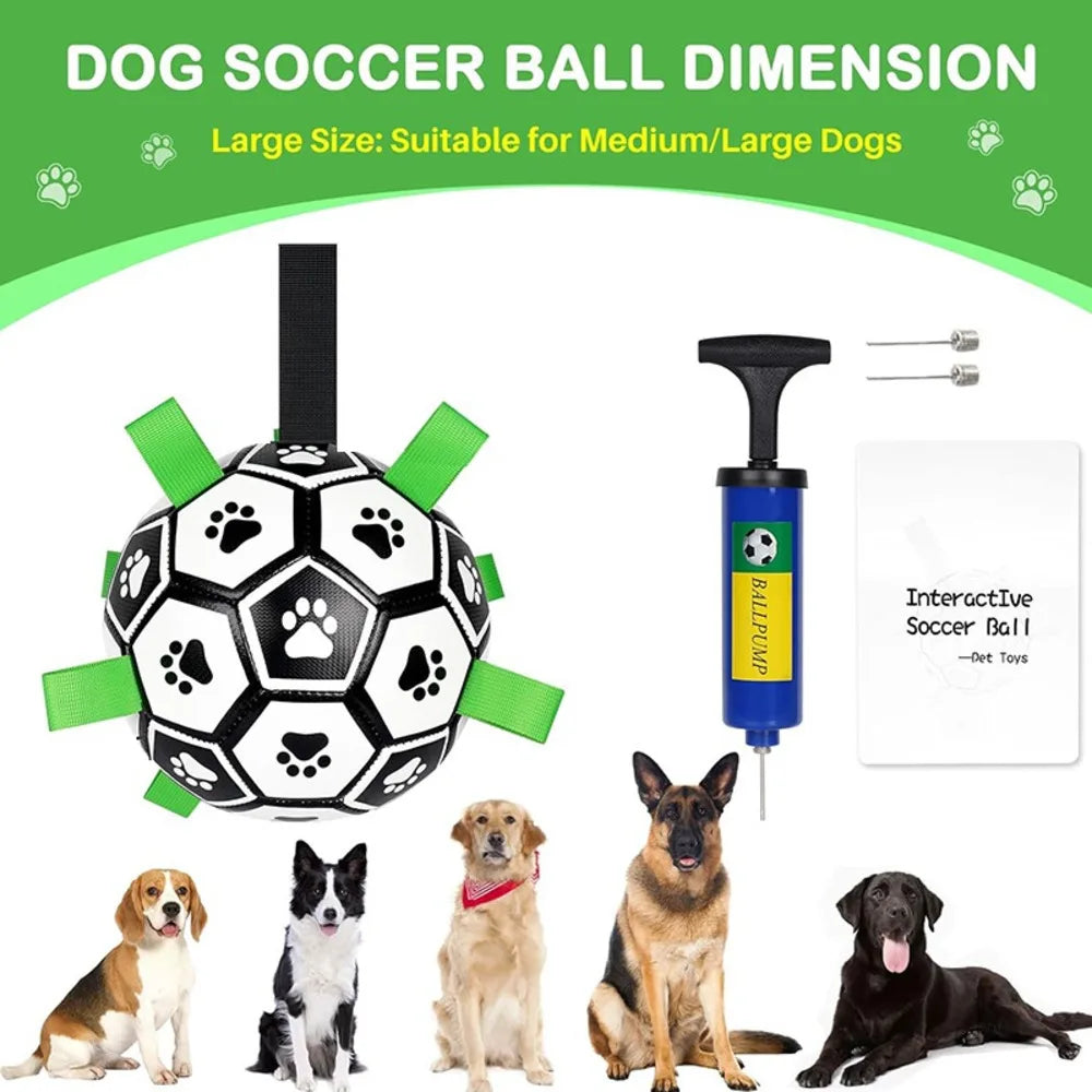 Durable Soccer Pet Toy for Dogs Interactive Chew and Training with Straps
