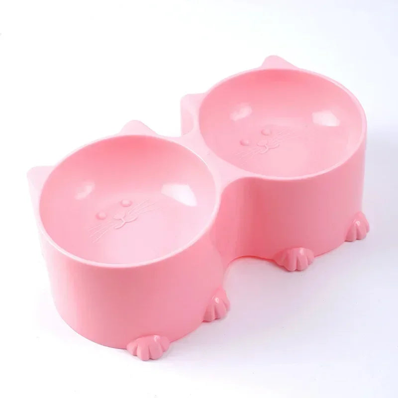 Tilted Raised Cat Food Bowls Elevated Feeding Set for Healthy Mealtime