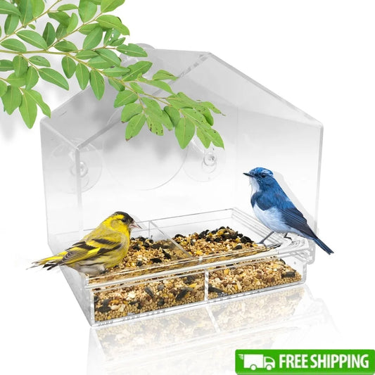 XMSJ Window Bird Feeder With Suction Cups And Clear Acrylic