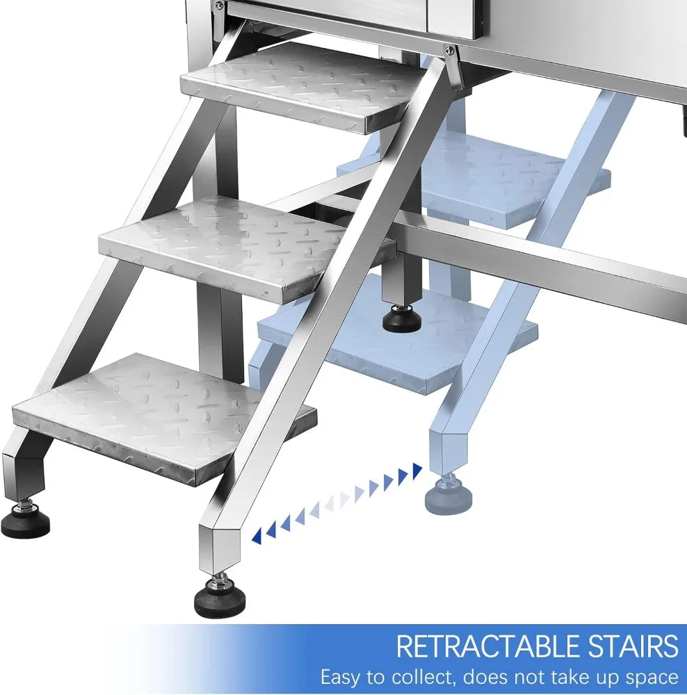 34 Inch Dog Bathing Station for Small Dogs with Sliding Door and Detachable Stairs