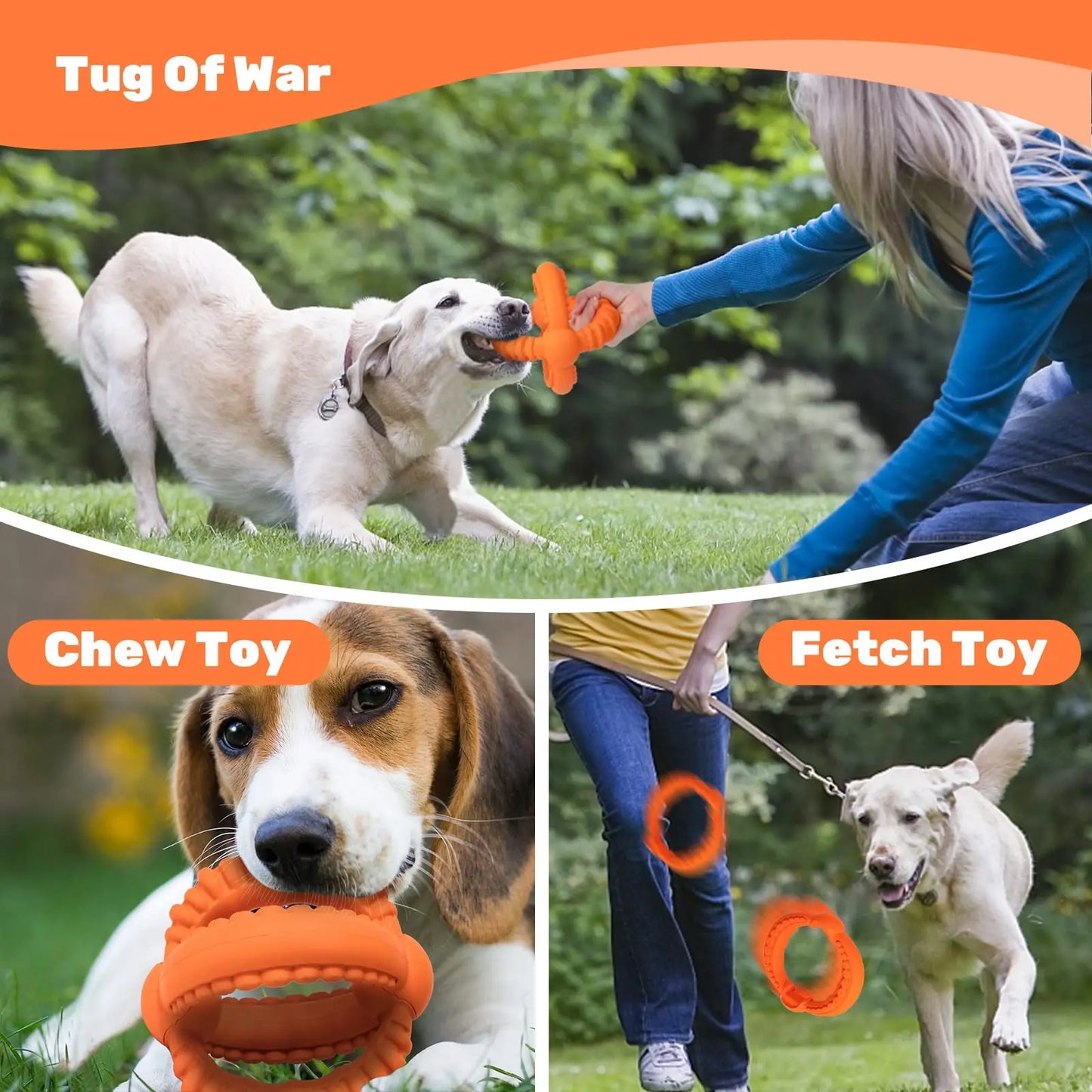 Interactive Dog Tug of War Toy with Detachable Rings for Large Dogs