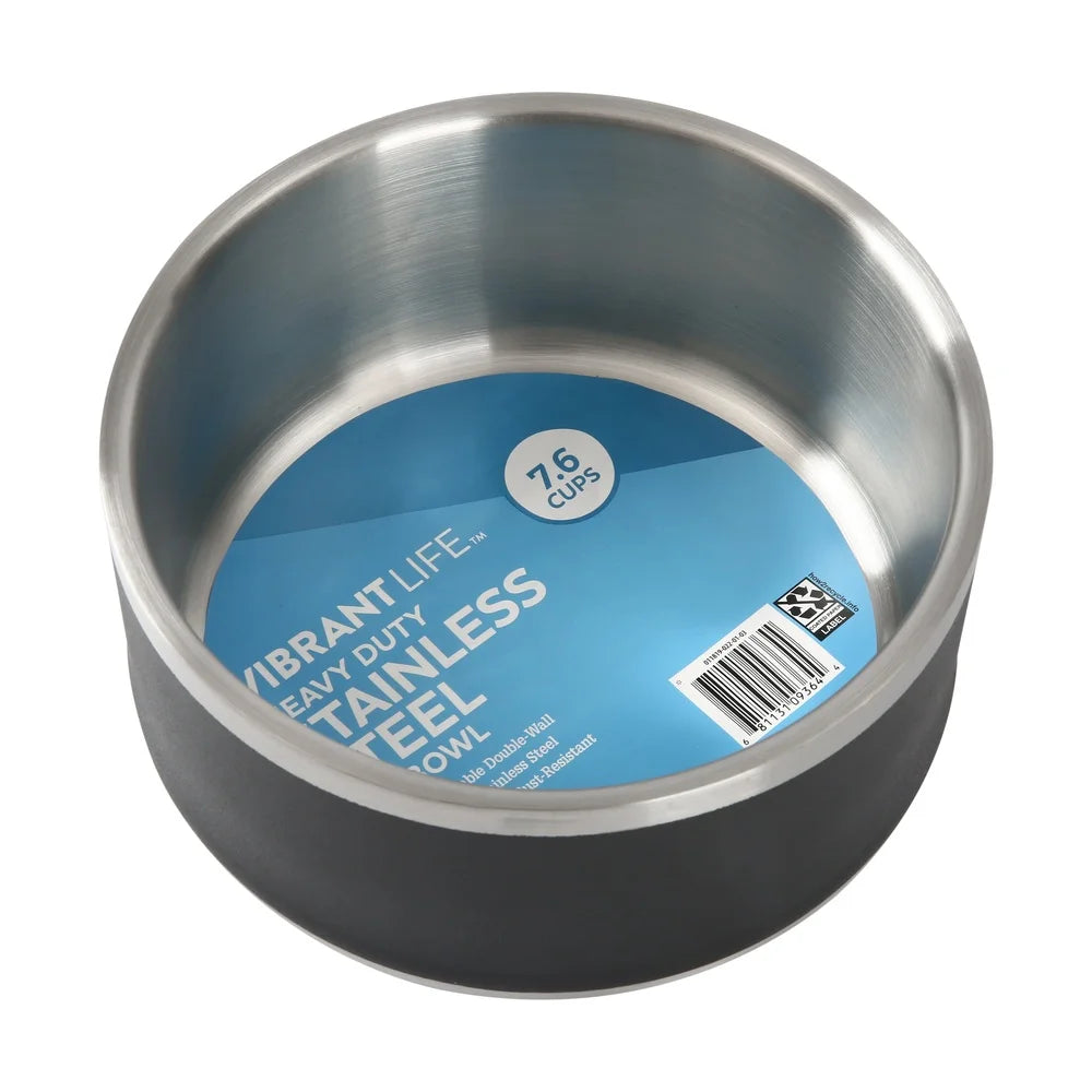 XMSJ Double Wall Stainless Steel Dog Bowl Non Skid Base