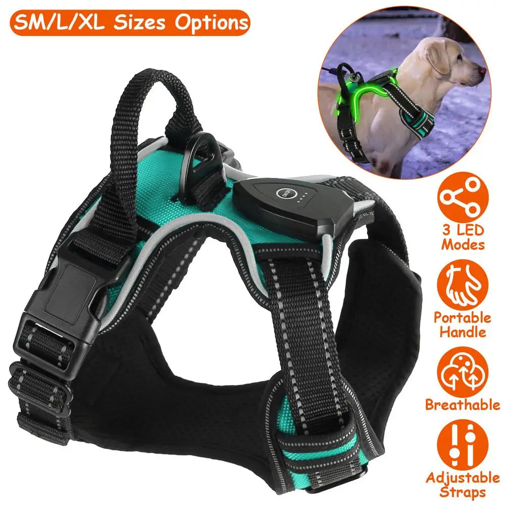 HunanHign-concerned LED Light Up Dog Harness With Handle