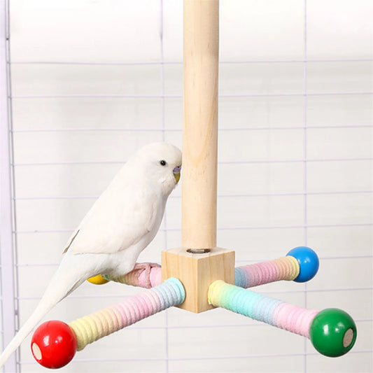 Wooden Parrot Climbing Ladder Swing Toy With Bells