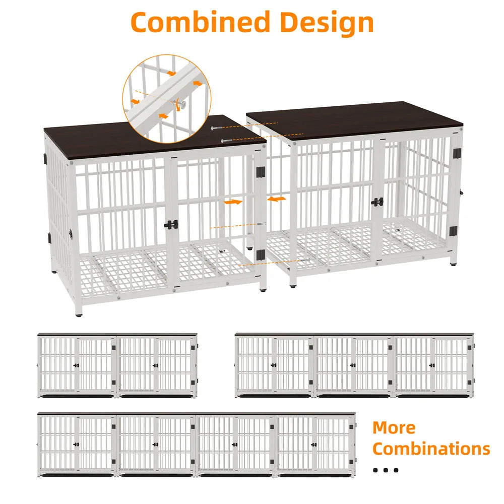 Large Wooden Dog Crate Indoor Furniture Style Elevated Dog Kennel with Tray