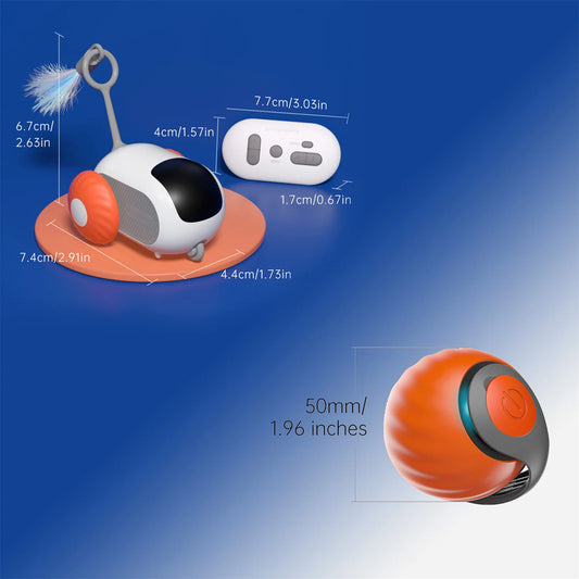 Interactive Automatic Remote Control Cat Mice Car Toy with Smart Feather Ball