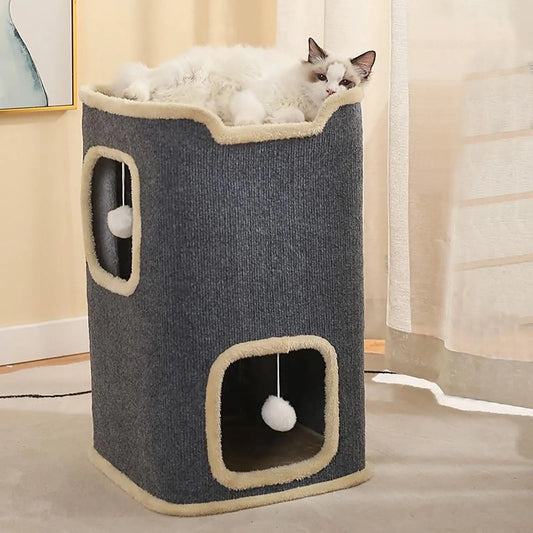Guangdong 2 Layer Cat House Indoor Cat Cave Rectangular Bed