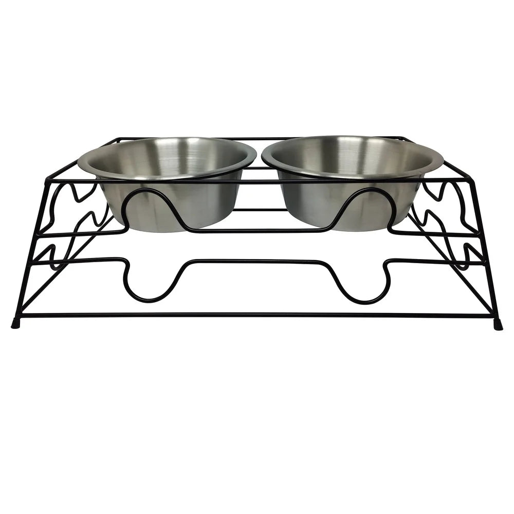 Elevated Dog Bowls Set Stylish Black Frame Dishwasher Safe for Medium Large Pets