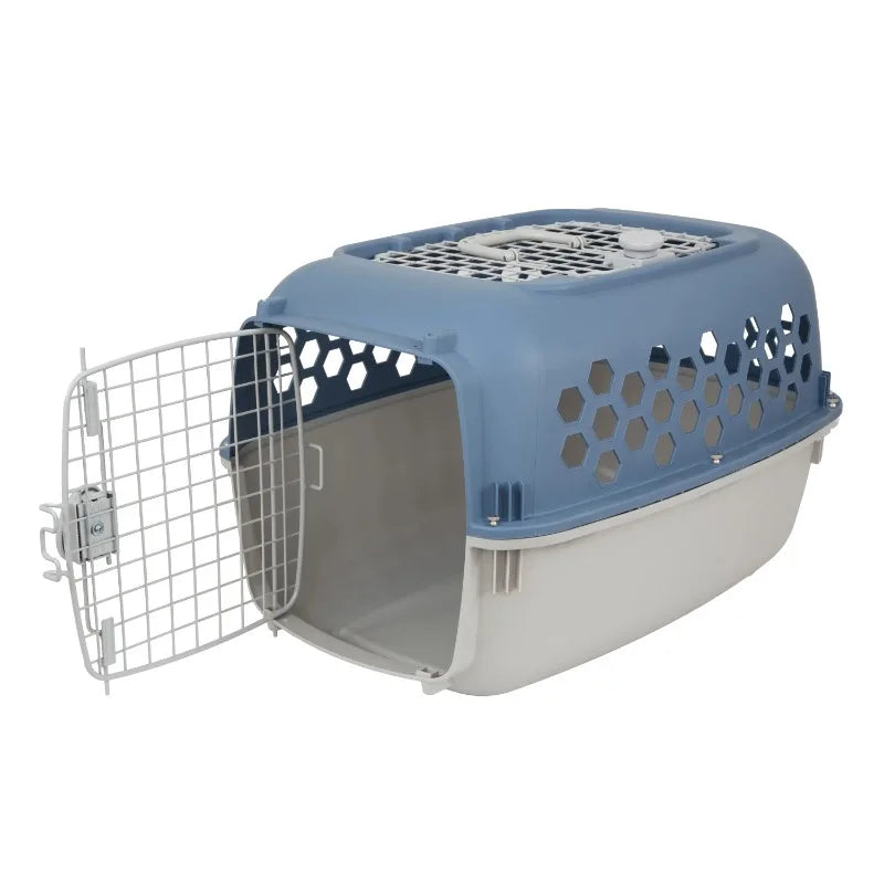Multicolored 24 Inch Plastic Double Door Dog and Cat Kennel with Top Opening