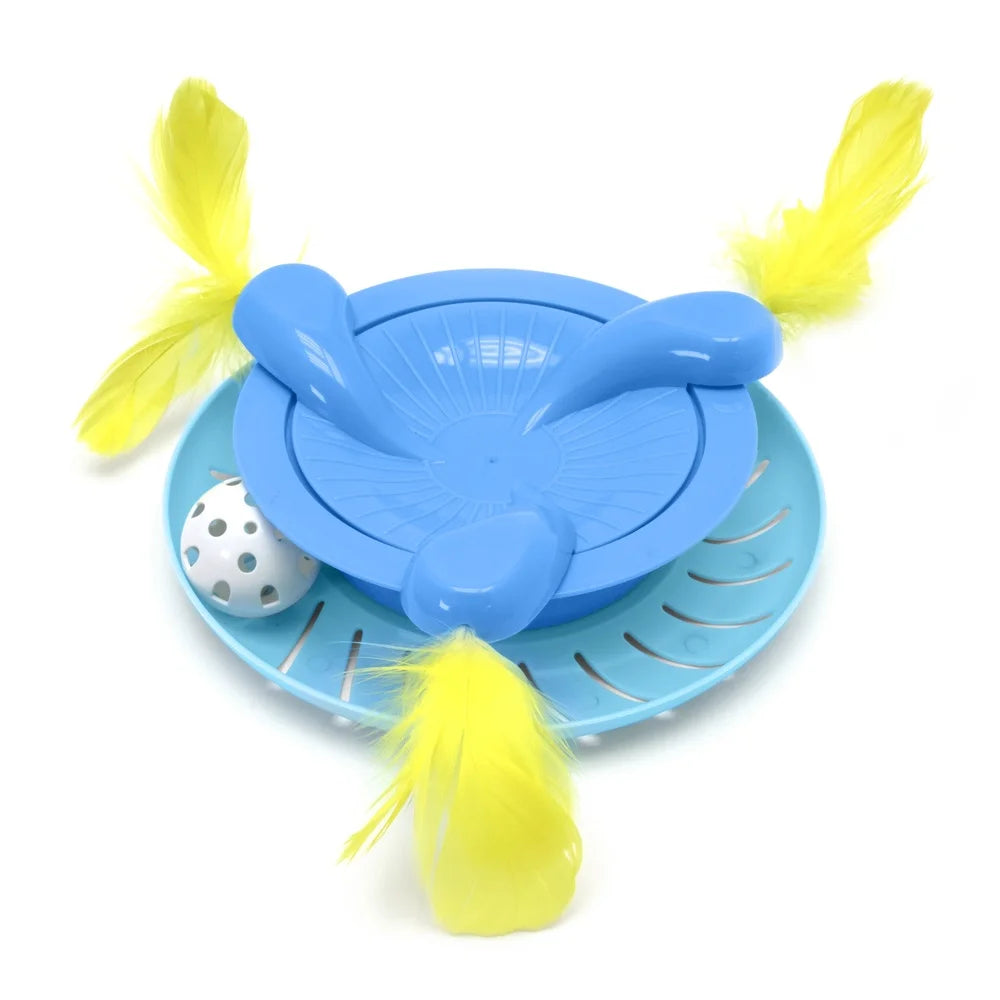 XMSJCN Interactive Cat Ball Track Spinner With Feathers