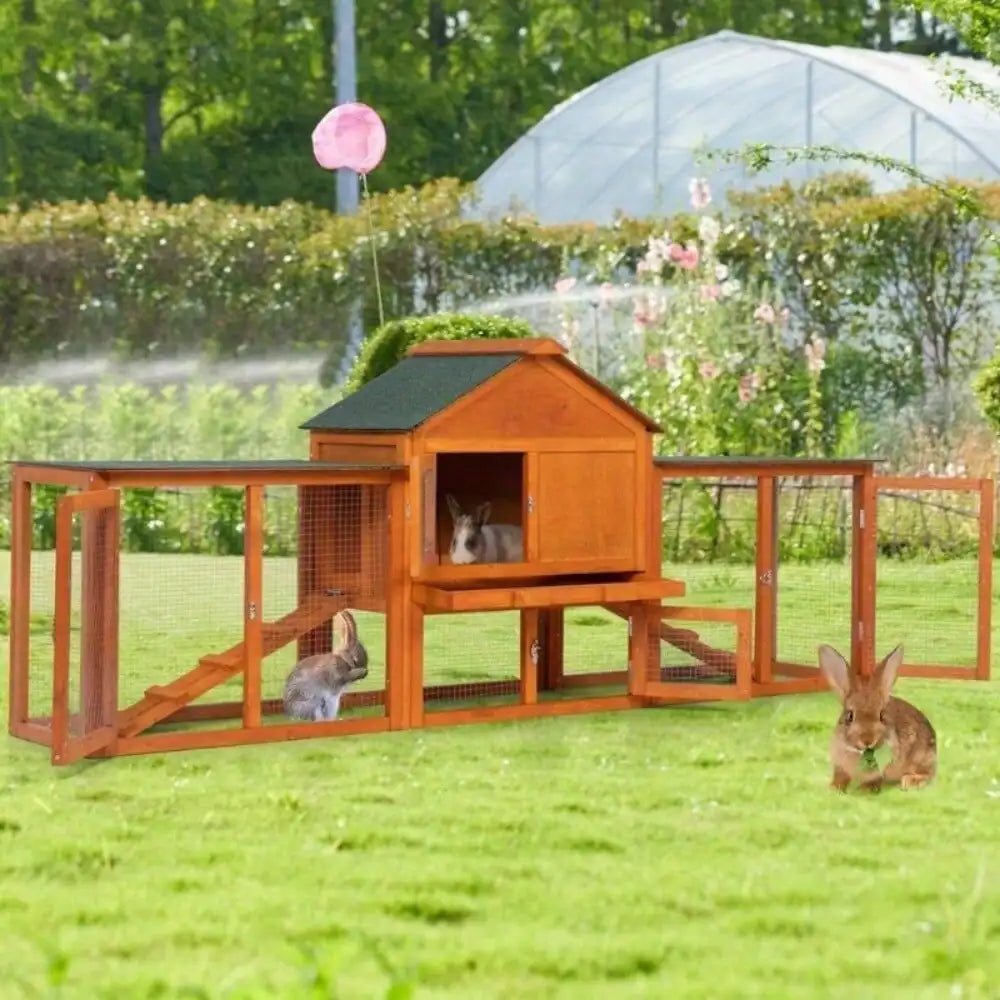 Wooden Rabbit Hutch Indoor Bunny Cage Two-Tier Small Animal Pet House