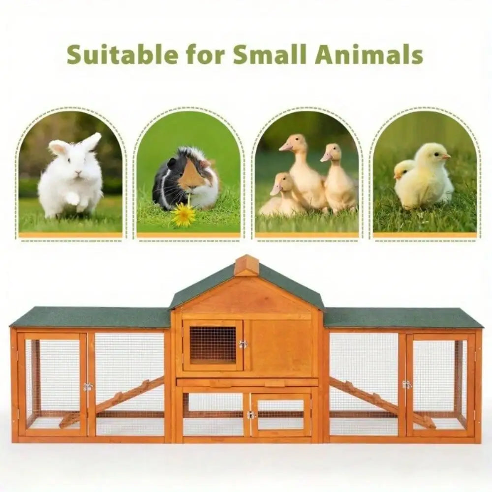 Wooden Rabbit Hutch Indoor Bunny Cage Two-Tier Small Animal Pet House