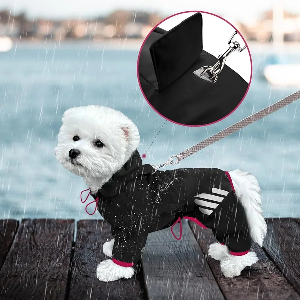 Hign-concerned Waterproof Dog Raincoat With Leash Hole