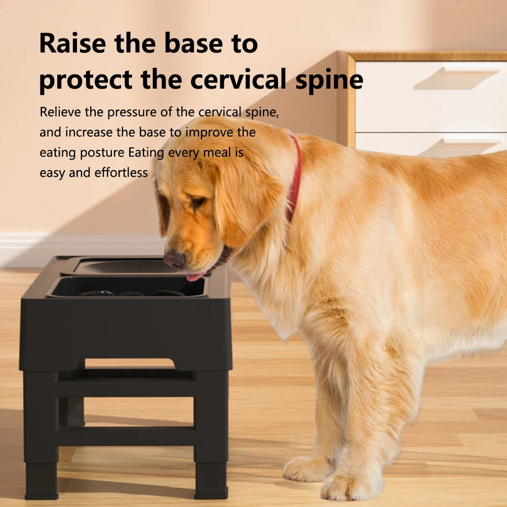 3 In 1 Adjustable Height Stainless Steel Pet Slow Feed Water Bowl