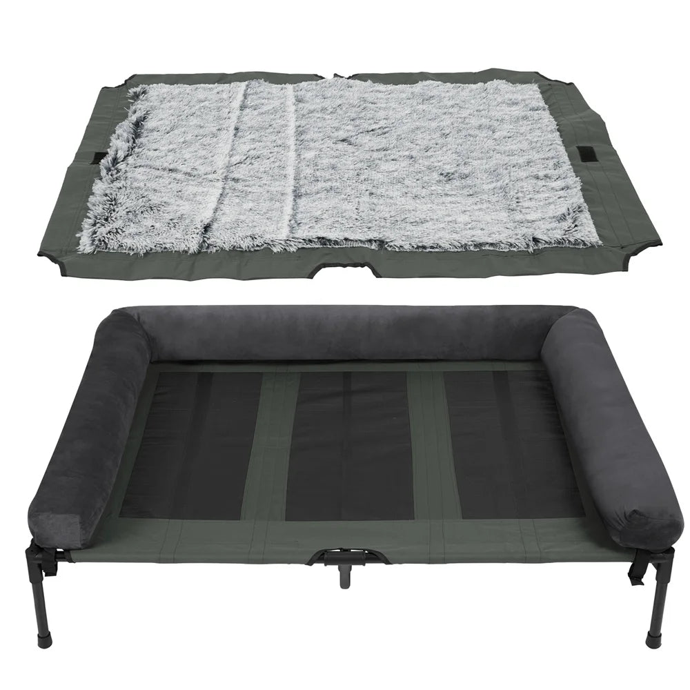BORWARTCN Outdoor Raised Dog Bed With Cooling Mat Pad