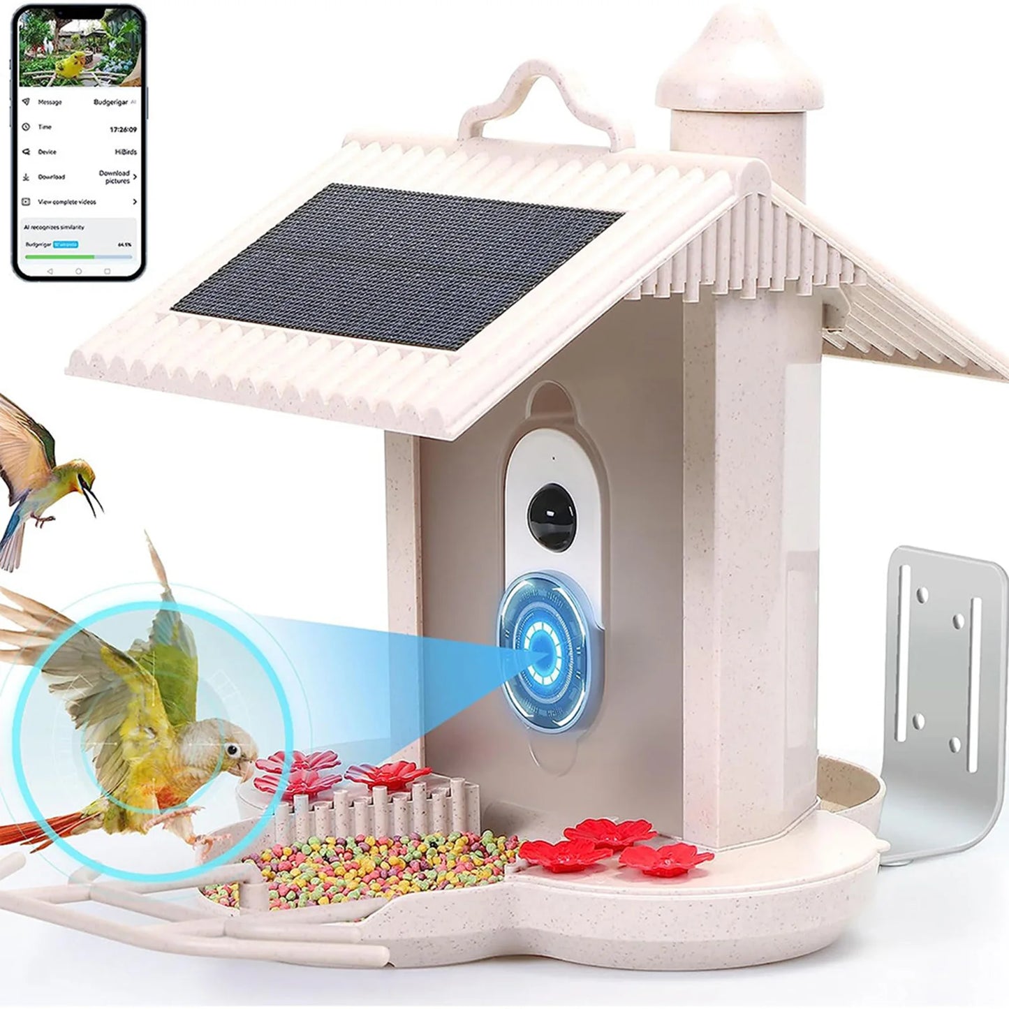 2.4G WiFi Smart Bird Feeder with Camera 1080P Motion Detection and AI Identification