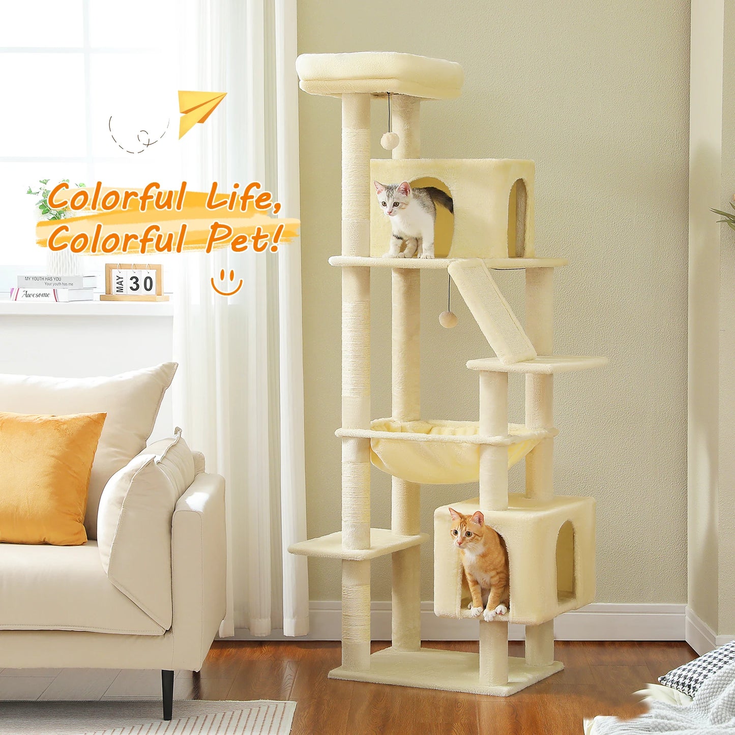 Speedy Pet Cat Tree Tower Hammock And Sisal Climbing Frame