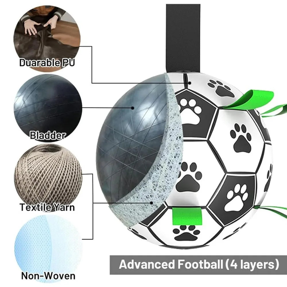 Durable Soccer Pet Toy for Dogs Interactive Chew and Training with Straps