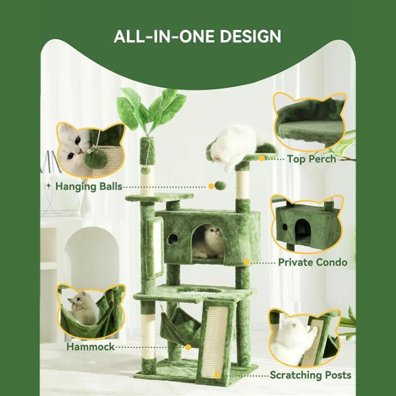 Hoopet Indoor Cat Tree Tower with Plush Perch and Scratching Board