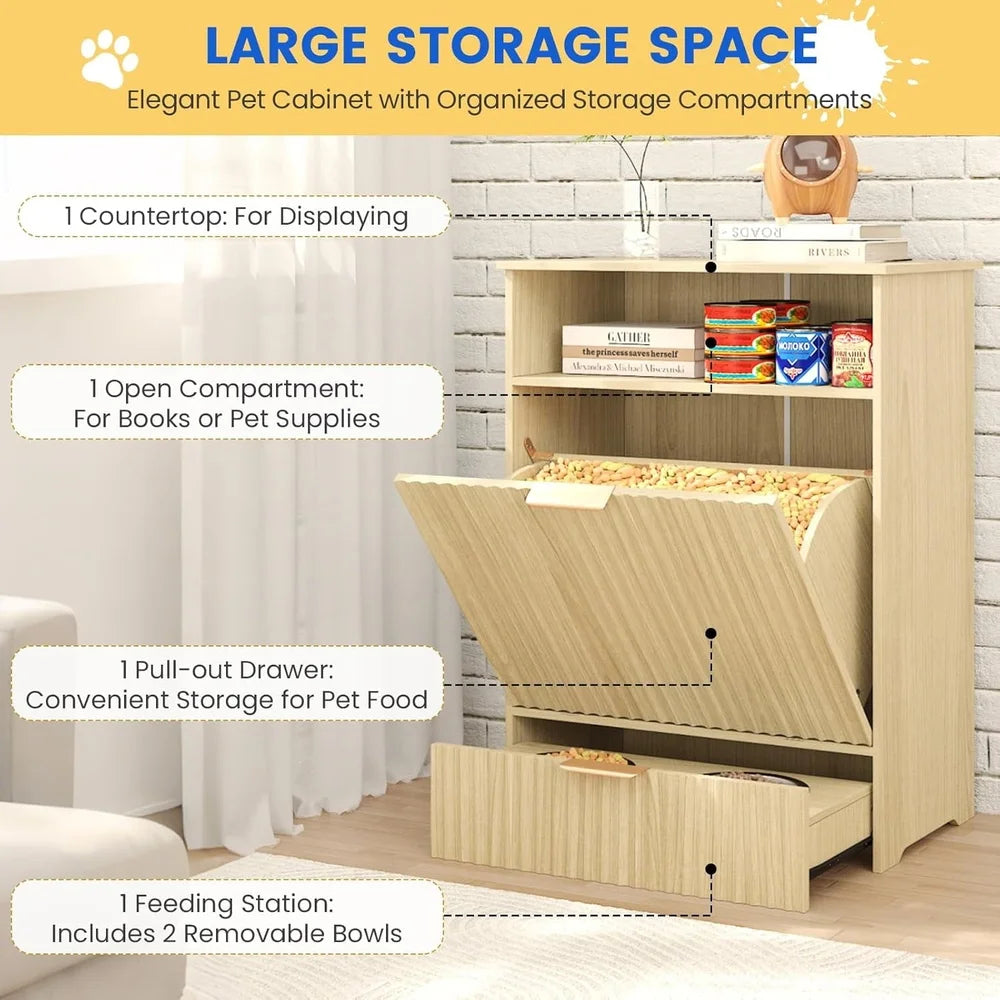 XMSJ Elevated Pet Feeding Station With Pull Out Drawer
