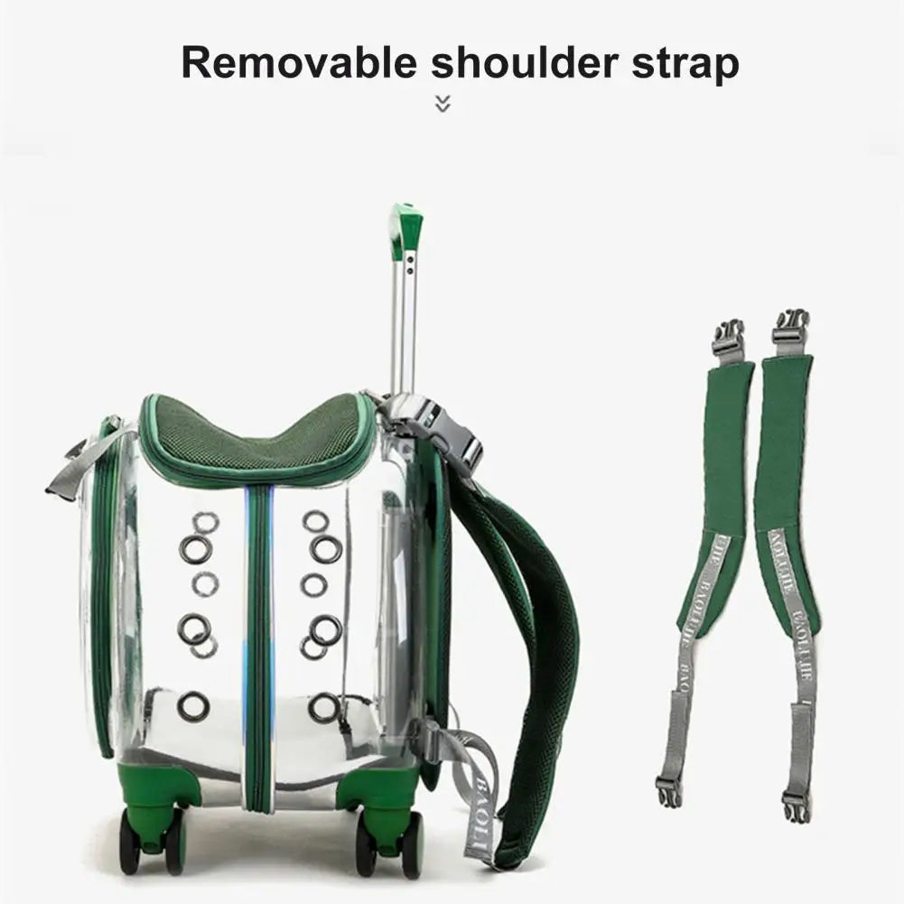 Pet Trolley Case Clear Ventilation Holes Portable Travel Backpack