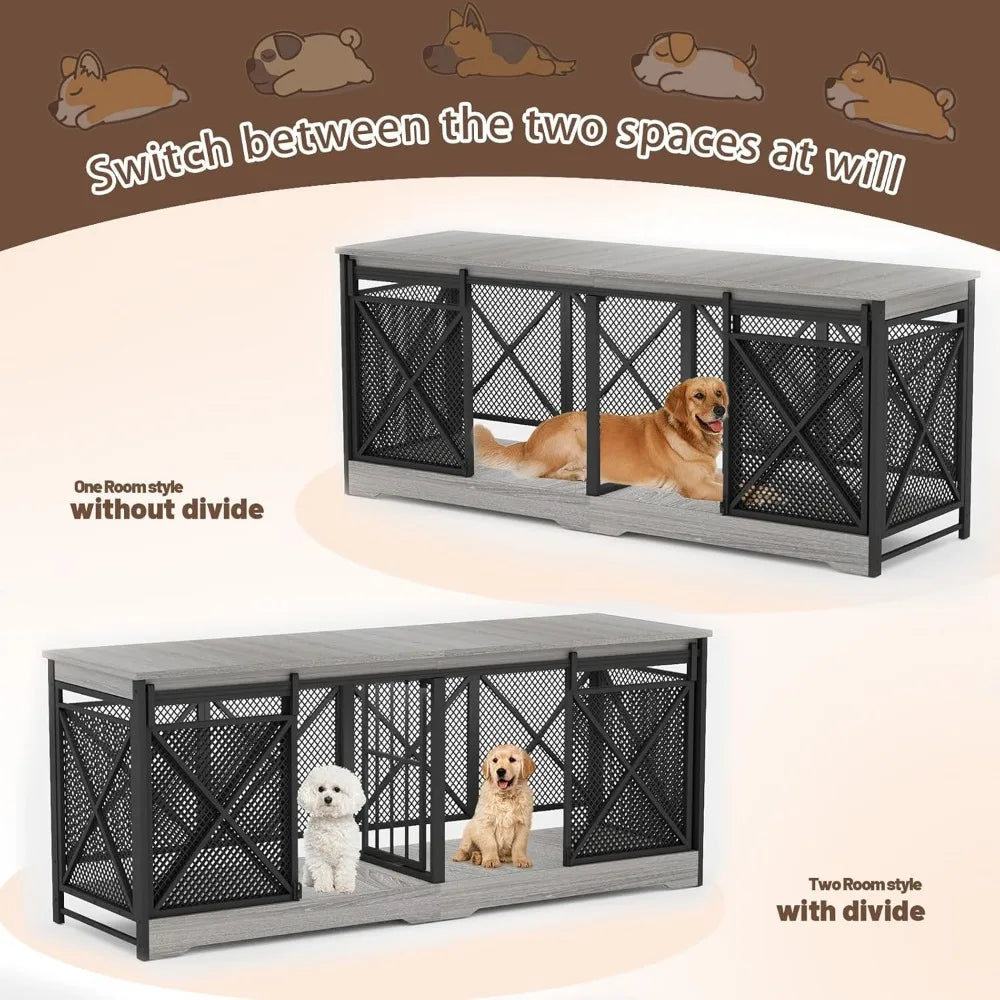 Hign Concerned Wooden Dog Crate Furniture Removable Divider