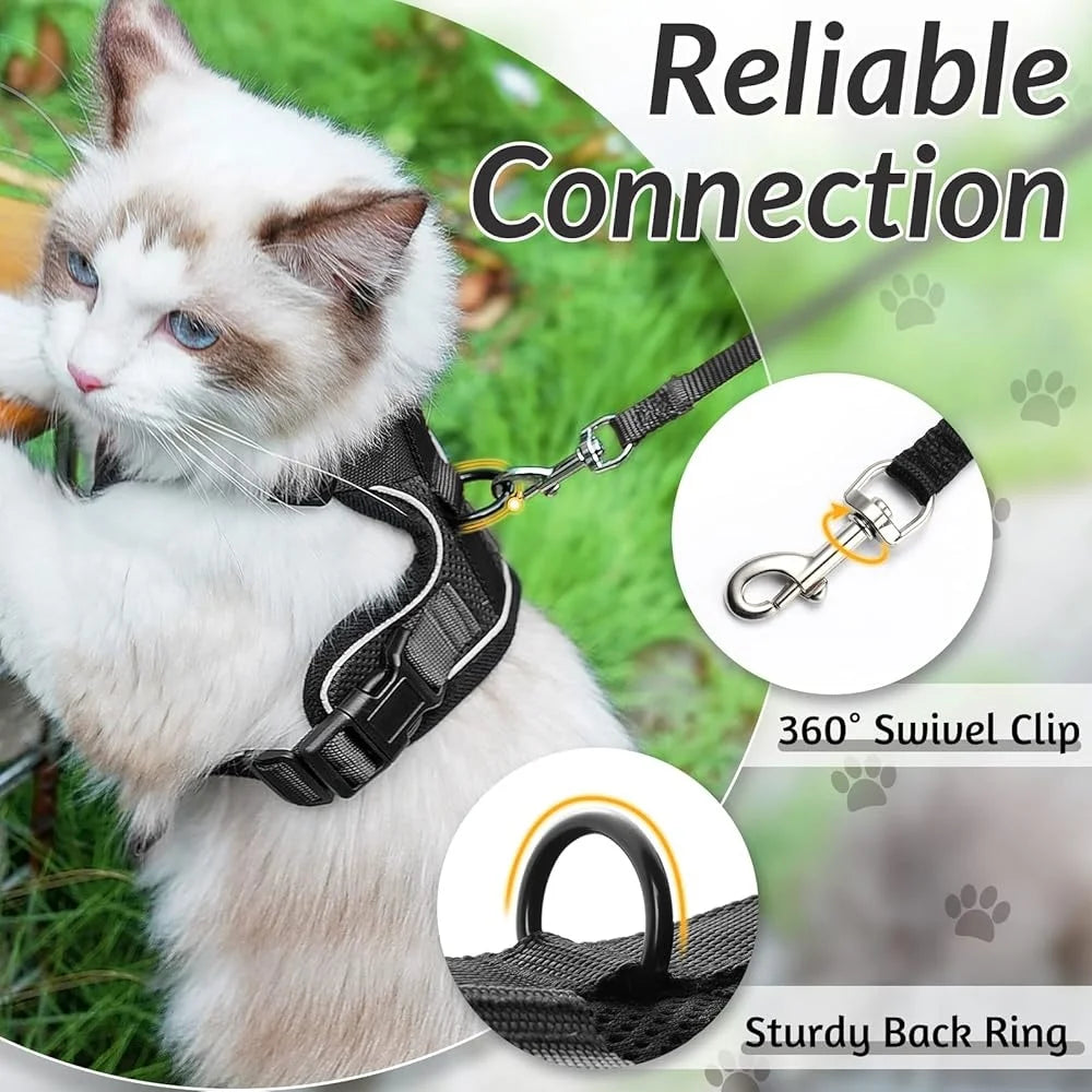 Escape Proof Cat Harness and Leash Soft Adjustable Breathable Vest for Outdoor Use