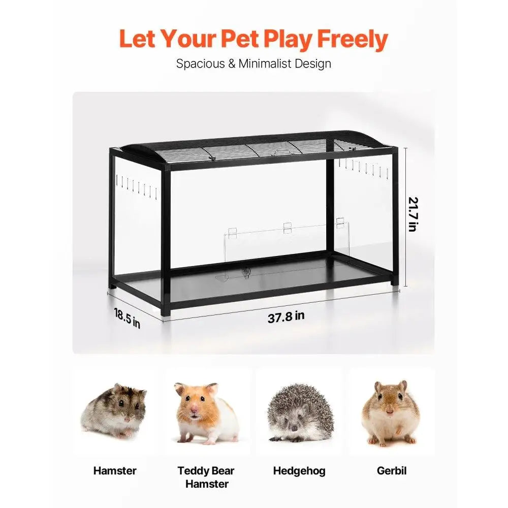 Large Clear Hamster Cage 37.8 Inches Ideal Habitat for Pet Rodents and Gerbils