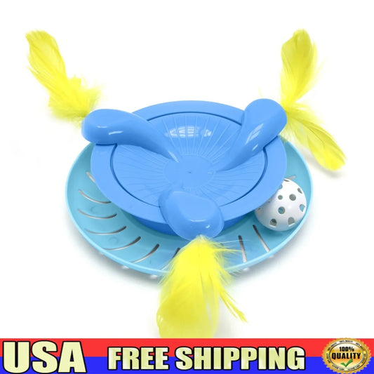 XMSJCN Interactive Cat Ball Track Spinner With Feathers