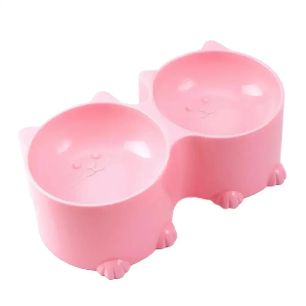 Tilted Raised Cat Food Bowls Elevated Feeding Set for Healthy Mealtime