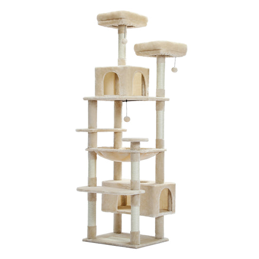 Luxury Multi-Level Cat Tree 72.4 Inch with Condo Hammock and Scratching Post