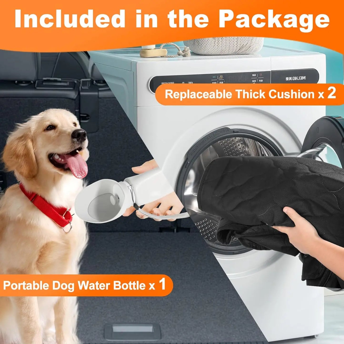Waterproof Foldable Dog Car Seat Hammock Rear Seat Protector Travel Accessory