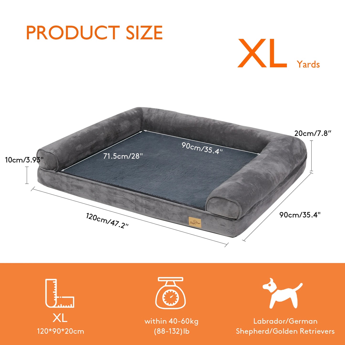 BINGOPAWCN Orthopedic Dog Bed Removable Cover Cushion