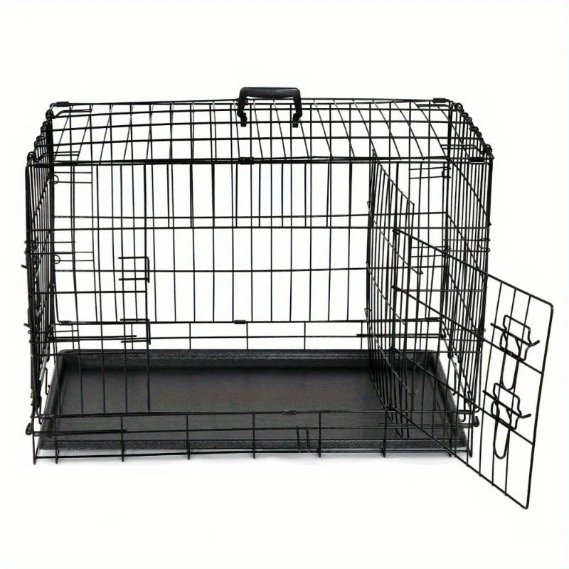 Durable 30 Inch Dog Cage Folding Steel Kennel for Pets with Leak-Proof Tray