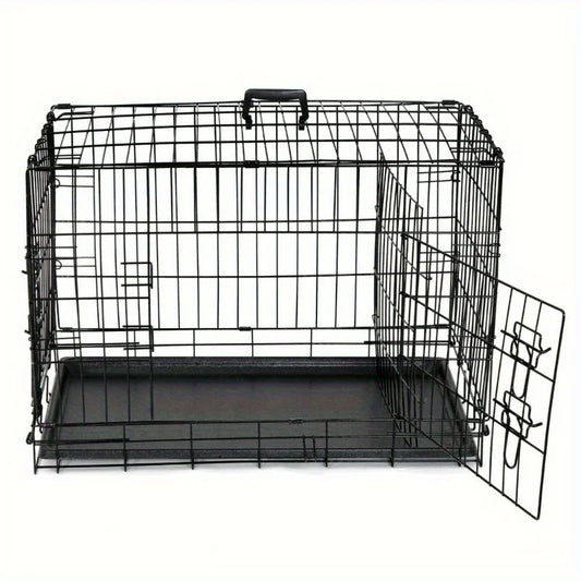 Durable 30 Inch Dog Cage Folding Steel Kennel for Pets with Leak-Proof Tray