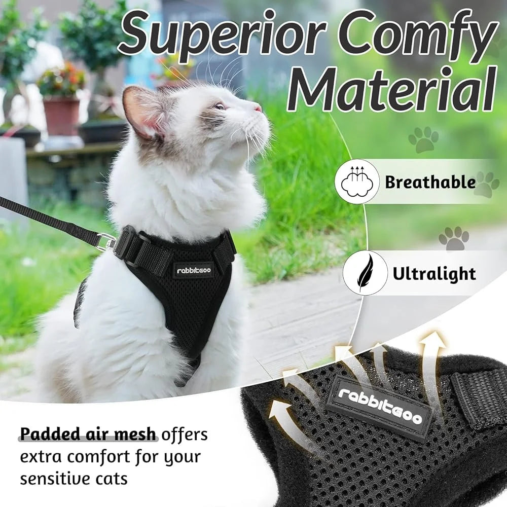 Escape Proof Cat Harness and Leash Soft Adjustable Breathable Vest for Outdoor Use