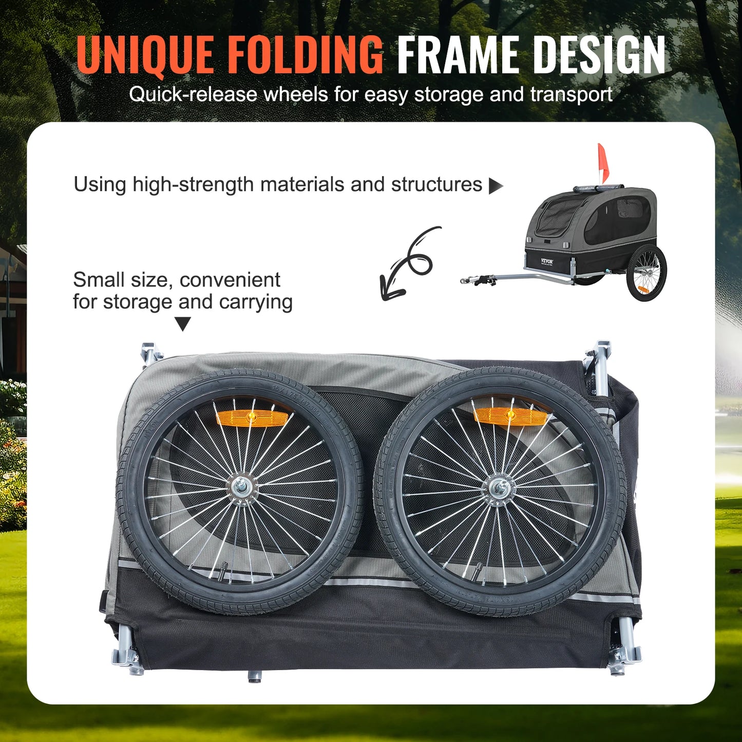 SucceBuy Dog Bike Trailer Carrier Collapsible With Reflectors
