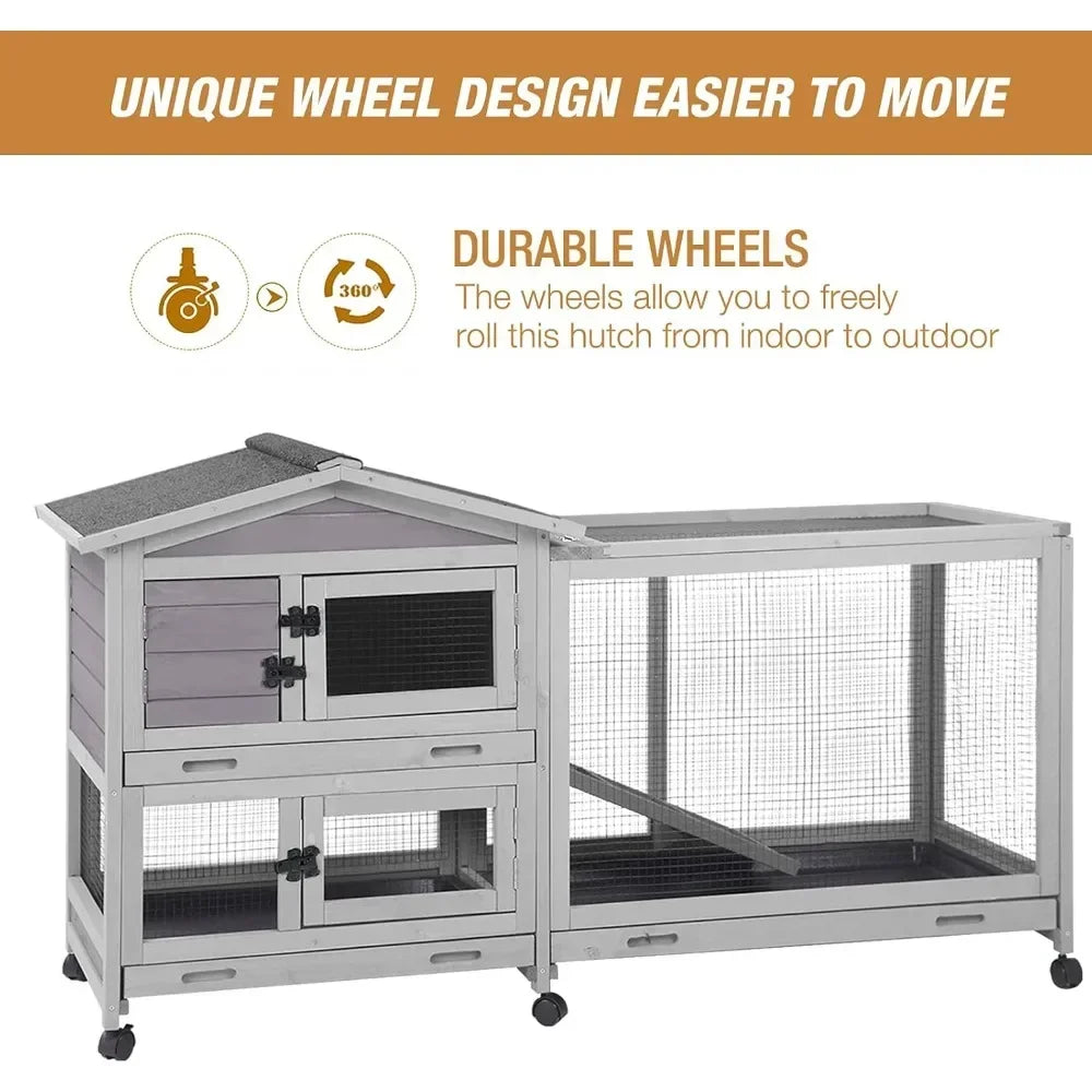 Hign-concerned Bunny Cage With Casters Waterproof Roof