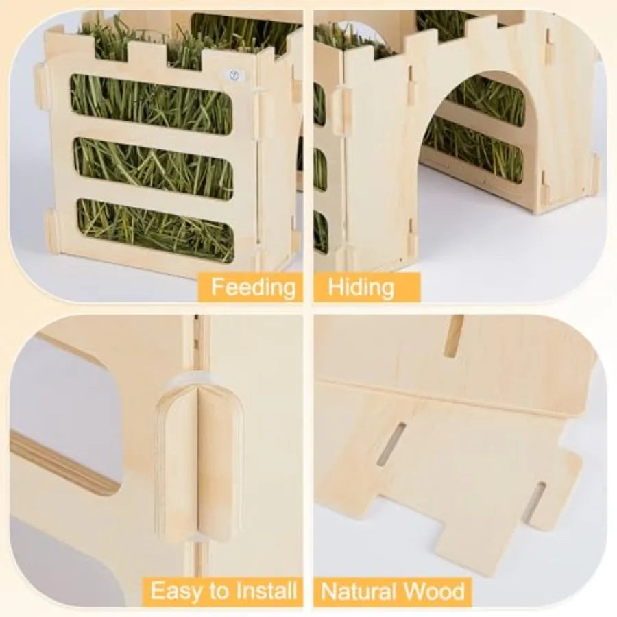 Gea Pig Wooden Hay Feeder for Rabbits and Small Animals