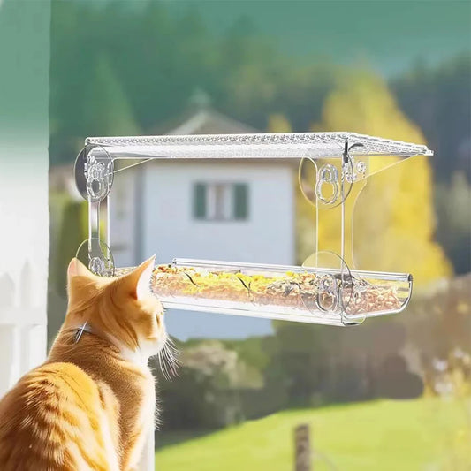 Window Mounted Bird Feeder with Strong Suction Cups for Outdoor Gardens