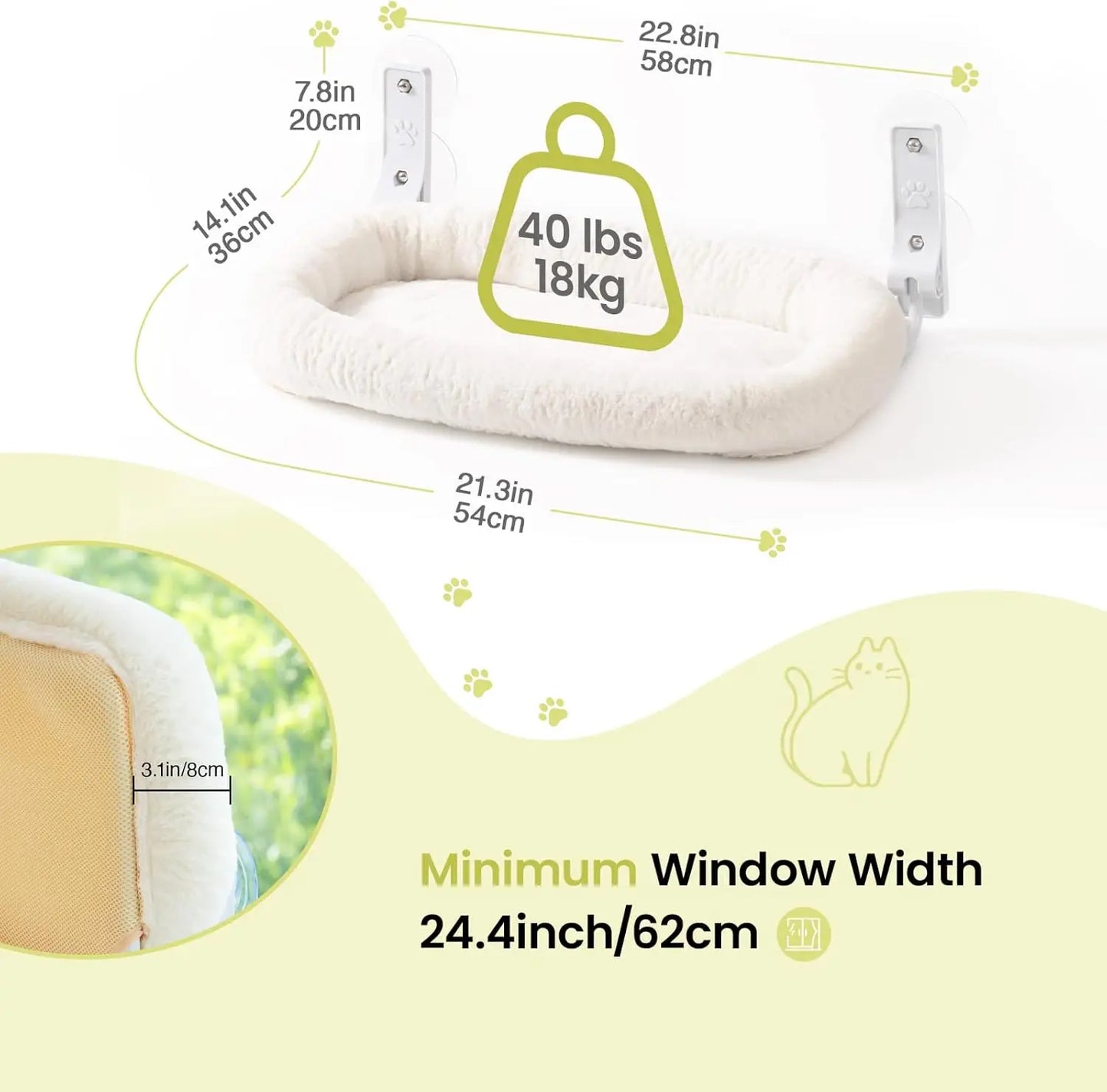 MEWOOFUN Foldable Cat Window Perch With Strong Suction Cups