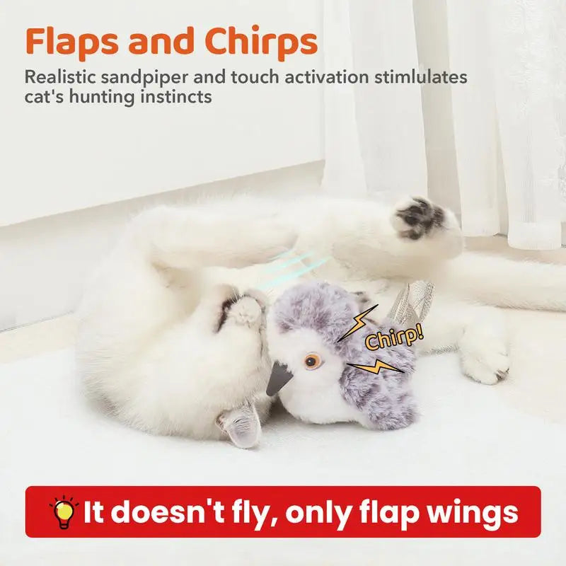 Potaroma Flapping Bird Cat Toy Rechargeable Lifelike Bird Chirp for Kittens