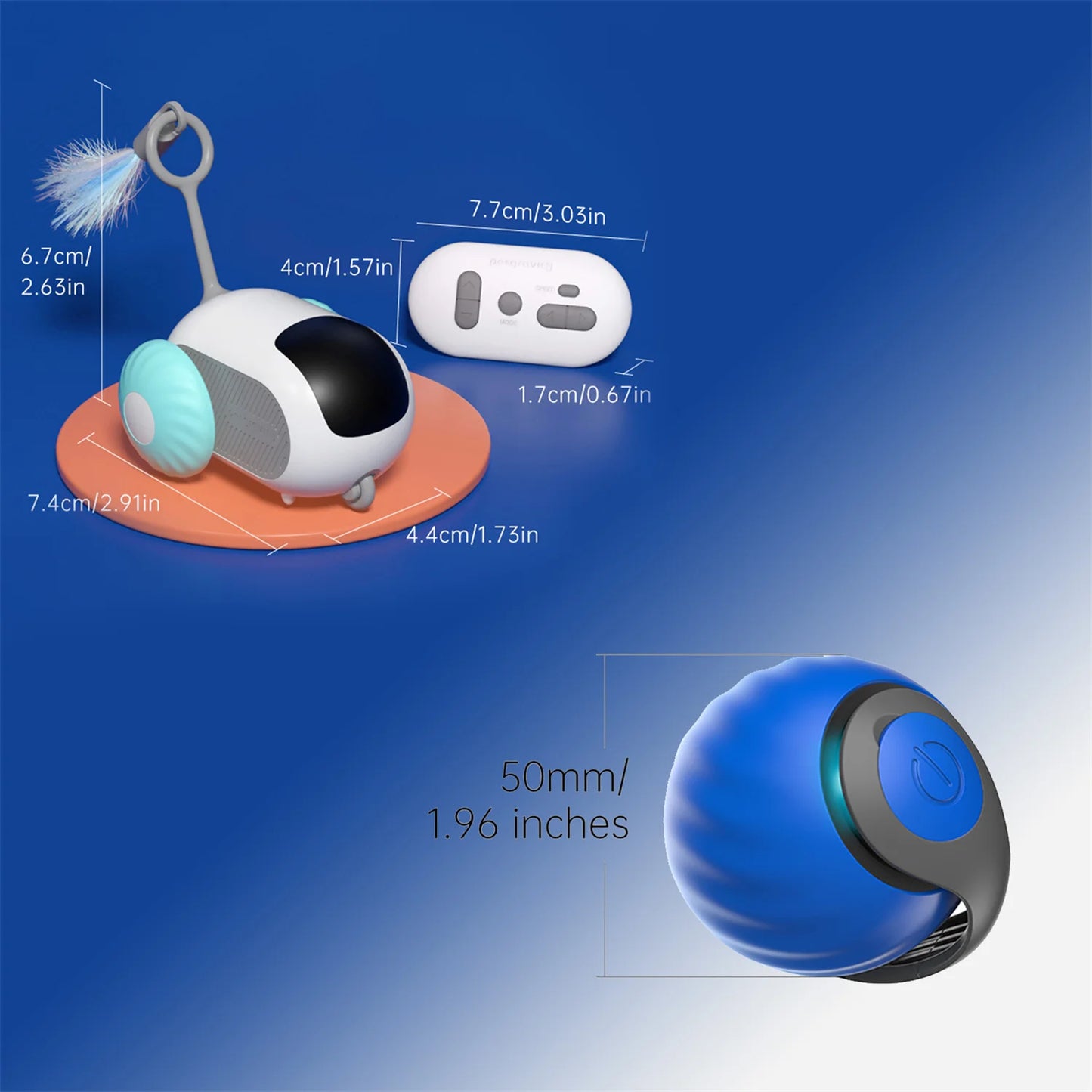 Interactive Automatic Remote Control Cat Mice Car Toy with Smart Feather Ball