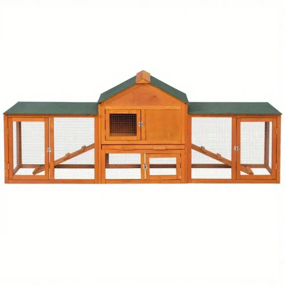 Wooden Rabbit Hutch Indoor Bunny Cage Two-Tier Small Animal Pet House