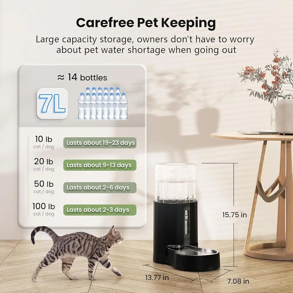 XMSJ Automatic Pet Water Dispenser Stainless Steel Bowl