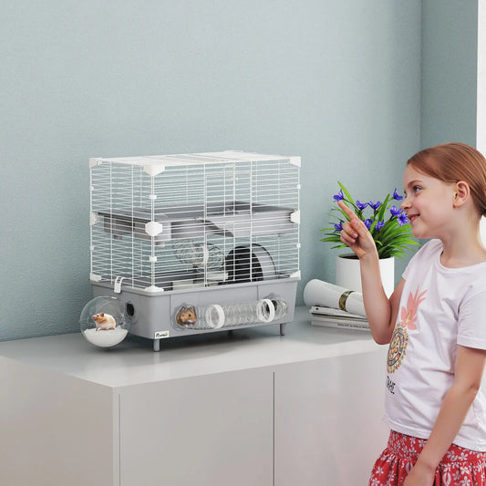 Hunan Two Tier Hamster Cage With Water Bottle Extras Kit