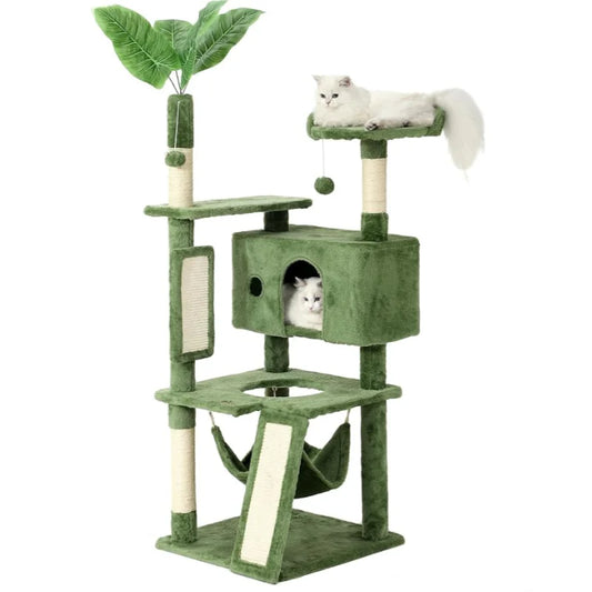 Hoopet Indoor Cat Tree Tower with Plush Perch and Scratching Board