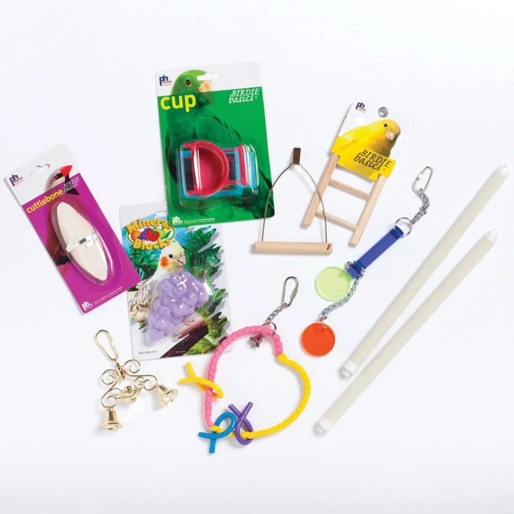 XMSJ Round Top Bird Cage Kit Birds Perches Cups Toys