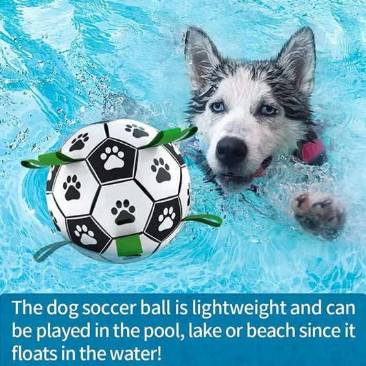 Durable Soccer Pet Toy for Dogs Interactive Chew and Training with Straps