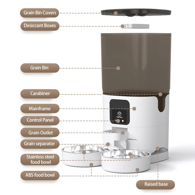 PAPIFEED Smart Automatic Pet Feeder Double Bowl Wifi Timer